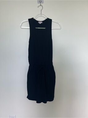 Sundry Black Sleeveless Drawstring Mini Dress